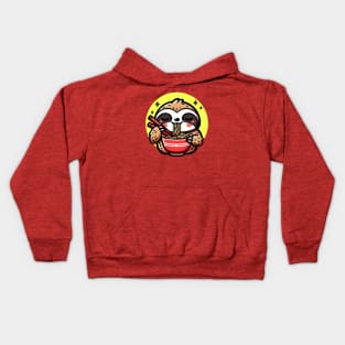 Sloth's Ramen Feast: Chopstick Master in Kawaii World Kids Hoodie